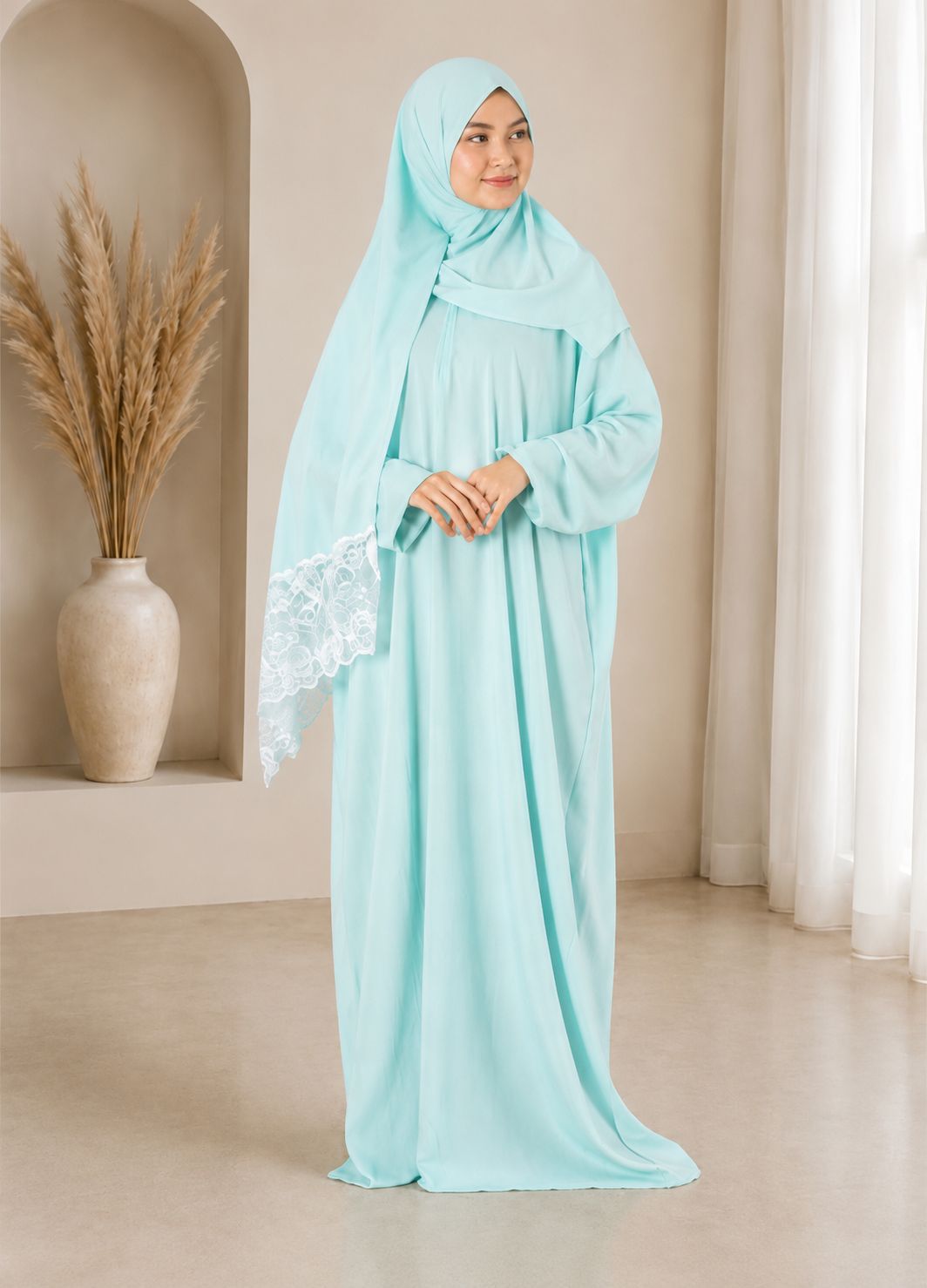 Women's Prayer Dress with attached Matching Khimar – Premium Islamic Salah Wear